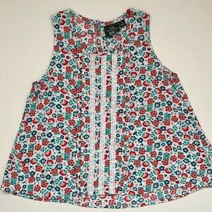 Colorful Floral Sleeveless Swing Trapeze Flowy Lightweight Summer Tank Top